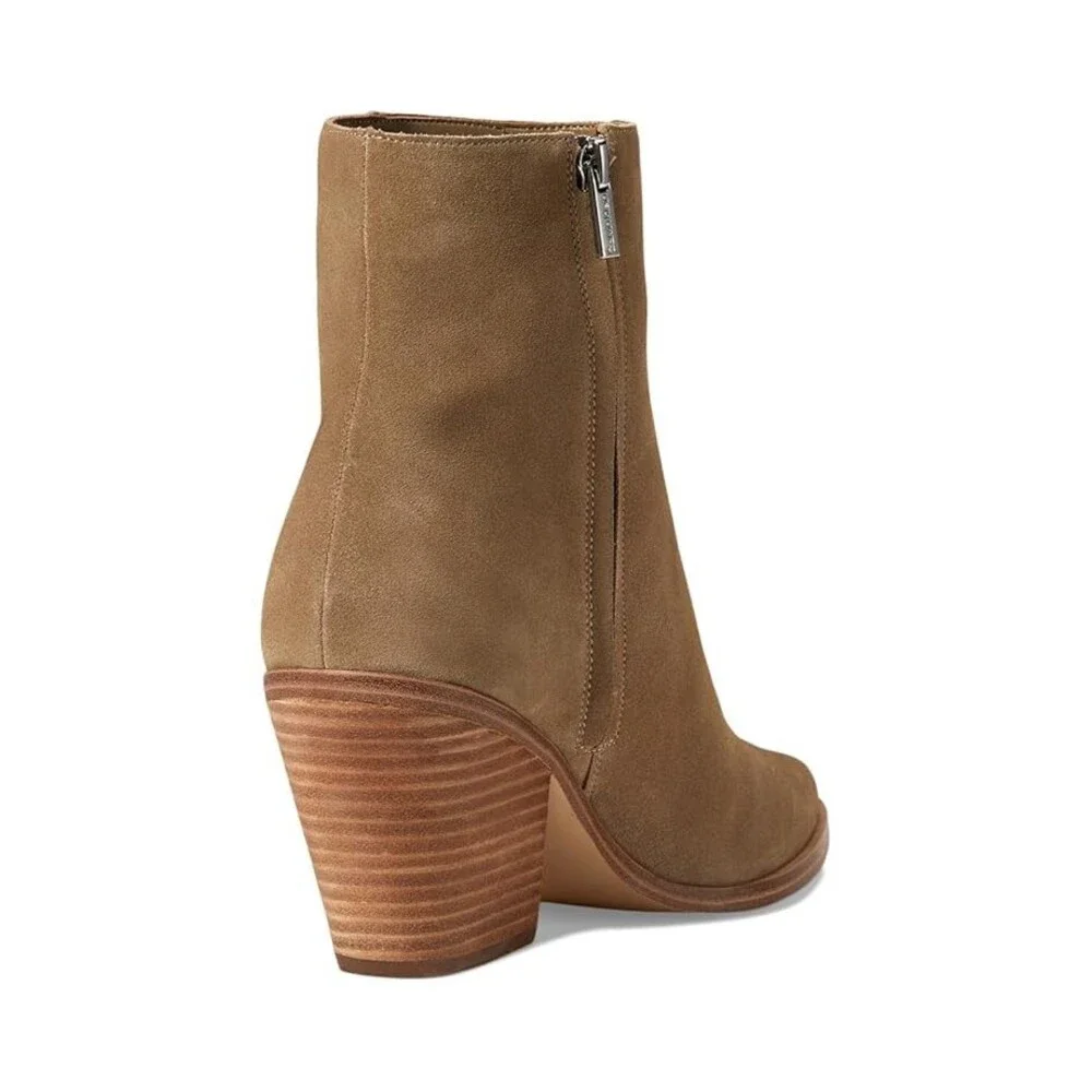 Calvin Klein Fallone Boots Women's US 11 Light Natural Suede Pointed Toe TZP144